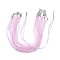Jewelry Making Necklace Cord, with 2 Threads Waxed Cord, Organza Ribbon and Iron Findings, Pink, 17 inch