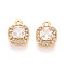 Brass Micro Pave Clear Cubic Zirconia Pendants, Square, Nickle Free, Real 18K Gold Plated, 10.8x8.2x4mm, Hole: 1.2mm