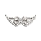 Brass Micro Pave Clear Cubic Zirconia Hollow Wings with Heart Connector Charms, Rack Plating, Long-Lasting Plated, Lead Free & Cadmium Free, Platinum, 15x34x3mm, Hole: 1mm