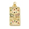 Brass Micro Pave Cubic Zirconia Pendants, Cadmium Free & Nickel Free & Lead Free, with Glass and Jump Ring, Hollow Rectangle with Butterfly Charms, Real 18K Gold Plated, 40.5x19x3mm, Hole: 5mm
