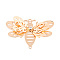 Brass Crystal Rhinestone 3D Bee Connector Charms, Etched Metal Embellishments, Cadmium Free & Nickel Free & Lead Free, Light Gold, 34~34.5x51x6mm, Hole: 2mm
