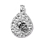 Halloween 304 Stainless Steel Big Pendants, teardrop, with Skull, Antique Silver, 56x36x10mm, Hole: 9x6mm
