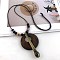 Bohemian Wood Donut Alloy Pendant Long Necklaces for Women, Antique Bronze, Microphone, 35.43 inch(90cm)