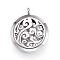 304 Stainless Steel Diffuser Locket Pendants, with Perfume Pad and Magnetic Clasps, Flat Round, Mixed Color, 36.5~37x30x6.5~7mm, Hole: 5mm