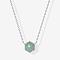 Brass Pave Natural Green Quartz Hexagon Pendant Necklaces for Women, Silver Color Plated, Medium Aquamarine, 15.75 inch(40cm)
