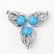 Eagle Claw Alloy Synthetic Turquoise Pendants, Platinum, 34~36x22~24x16mm, Hole: 5x8mm