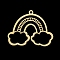201 Stainless Steel Pendants, Laser Cut, Rainbow with Cloud, Golden, 24.5x30x1mm, Hole: 1.6mm