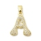 Brass Micro Pave Cubic Zirconia Pendants, Letter, Real 18K Gold Plated, Letter A, 19.5x17x3mm, Hole: 4.8x2.9mm