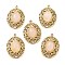 304 Stainless Steel Pendants, Natural Rose Quartz Oval Charms, Real 14K Gold Plated, 21x15x5.5~6.5mm, Hole: 1.5mm