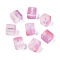 Frosted Glass Beads with Golden Glitter Powder, Two Tone, Cube, Hot Pink, 8x8x8mm, Hole: 1.5mm, about: 834pcs/1000g