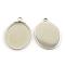 Tarnish Resistant Pendant Cabochon Settings, Milled Edge Bezel Cups, 304 Stainless Steel, Oval, Stainless Steel Color, Tray: 25x18mm, 30x19x1.5mm, Hole: 2mm