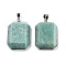 Natural Amazonite Pendants, Faceted Rectangle Charms, with Rack Plating Brass Findings, Platinum, 34x23x8mm, Hole: 4.5x6mm