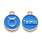 Alloy Enamel Pendants, Cadmium Free & Lead Free, Flat Round with Constellation, Light Gold, Dodger Blue, Taurus, 22x18x2mm, Hole: 1.5mm