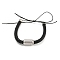 Black Braided Leather Cord Bracelet Making, with 304 Stainless Steel Magnetic Clasps and Rack Plating Brass Cord Ends, Stainless Steel Color, 6-1/8 inch(15.5cm)