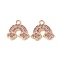 Alloy Pink Rhinestone Pendants, Rack Plating, Cadmium Free & Nickel Free & Lead Free, Rainbow, Golden, 14.5x15.5x2.5mm, Hole: 2mm