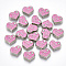 Alloy Cabochons, Fit Floating Locket Charms, with Enamel and Rhinestone, Heart with Flower Girl, Hot Pink, Crystal, Platinum, 7x8.5x2.5mm