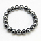 Non-Magnetic Synthetic Hematite Beaded Ball Bracelets, Black, 62mm