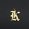 Ion Plating(IP) 304 Stainless Steel Pendants, with Jump Ring, Old English, Letter, Laser Cut, Real 18K Gold Plated, Letter.K, 16x14x1mm, Hole: 3mm