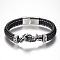 Men's Braided Leather Cord Bracelets, with 304 Stainless Steel Findings and Magnetic Clasps, Motorbike, Black, 8-5/8 inch(220mm), 12x7mm