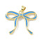 Brass Pendants, Cadmium Free & Lead Free, with Enamel, Bowknot Charms, Real 18K Gold Plated, Dodger Blue, 21.5x28x3.5mm, Hole: 5x3mm