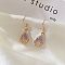 Elegant Classic Brass Cubic Zirconia Teardrop Dangle Earrings, Golden, 35x11mm