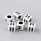 Opaque Acrylic Beads, Letter Style, Cube, Letter.H, 6x6x6mm, Hole: 3mm, about 3000pcs/500g
