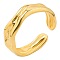 201 Stainless Steel Twist Wave Open Cuff Ring for Women, Golden, US Size 8(18.1mm)