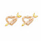 Brass Micro Pave Cubic Zirconia Pendants, Nickel Free, Real 18K Gold Plated, An Arrow Through A Heart, Yellow, 17x29x3.5mm, Hole: 1.2mm