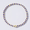 Korean Style Glass Seed & Brass Round Beaded Stretch Bracelets for Women, Blue, Inner Diameter: 6-1/2 inch(16.5cm)