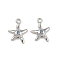 Brass Micro Pave Cubic Zirconia Charms, Cadmium Free & Nickel Free & Lead Free, Starfish, Real Platinum Plated, 14x11x3mm, Hole: 1.4mm