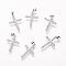 Brass Micro Pave Cubic Zirconia Pendants, Cadmium Free & Nickel Free & Lead Free, Cross, Real Platinum Plated, 22.5x15x3mm, Hole: 2.5x3mm