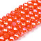 Electroplate Glass Beads Strands, Opaque Solid Color, AB Color Plated, Faceted, Rondelle, Orange Red, 8x6mm, Hole: 1mm, about 64~65pcs/strand, 40~41cm