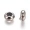 Brass Beads, with Rubber, Rondelle, Slider Beads, Platinum, 8~8.3x4mm, Hole: 1.6~1.9mm