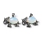 Opalite Pendant, with Brass Findings, Lead Free & Cadmium Free, Elephant, 22.5x33.5x7.5mm, Hole: 5.5x4.5mm