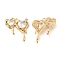 Brass Chandelier Components Links, Cadmium Free & Nickel Free & Lead Free, with Clear Glass & Open Loop, Double Melting Heart Connector, Real 18K Gold Plated, 19x17x5mm, Hole: 1.2mm