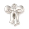 CCB Plastic Pendants, Bowknot, Platinum, 15.5x8x3.5mm, Hole: 2mm
