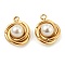 304 Stainless Steel Charms, with White Plastic Imitation Pearl Beads, Vortex, Golden, 14x12x7mm, Hole: 1.6mm