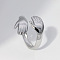 Non-Tarnish 304 Stainless Steel Plam Open Cuff Ring, Stainless Steel Color