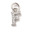 Initial Letter Brass with Cubic Zirconia Charms, Platinum, Long-Lasting Plated, Lead Free & Cadmium Free, Letter F, 10x5.5x1.5mm, ring: 5x1mm, inner diameter: 3mm