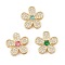Brass Micro Pave Cubic Zirconia Slide Charms, Long-Lasting Plated, Flower, Golden, 13.5x13x6mm, Hole: 1.5mm and 1.5x10mm