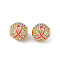 Brass Micro Pave Cubic Zirconia Beads, with Enamel, Round & Awareness Ribbon, Long-Lasting Plated, Cadmium Free & Lead Free, Real 18K Gold Plated, 10mm, Hole: 2mm