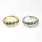 Brass Micro Pave Cubic Zirconia Cuff Rings, Open Rings, Long-Lasting Plated, Square, Green, Mixed Color, US Size 7(17.3mm)