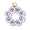 Seed Beads Beaded Charms, Flower Pendants, Violet, 23x22x3mm, Hole: 3.4mm