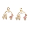 Brass Micro Pave Clear & Medium Violet Red Cubic Zirconia Pendants, with Jump Ring, Long-Lasting Plated, Musical Note, Real 18K Gold Plated, 15.5x17x2mm, Hole: 3mm