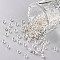 8/0 Glass Seed Beads, Silver Lined Round Hole, Round, White, 3mm, Hole: 1mm, about 666 beads/30g