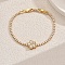 Elegant Brass Charm Bracelets, Brass Pave Clear Cubic Zirconia Tennis Bracelets for Women, Flower, Inner Diameter: 7-7/8 inch(20cm)