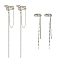 4Pcs 3 Style Plastic Imitation Pearl Cuff Earrings with Crystal Rhinestone, Alloy Chain Tassel Non-piercing Earrings for Women, Platinum, 60~108mm