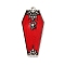 Hallowmas Alloy Enamel Pendants, Antique Silver, Coffin with Spider, Red, 40x17x2.7mm, Hole: 1.6mm