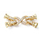 Rack Plating Brass with Clear Cubic Zirconia Fold Over Clasps, Long-Lasting Plated, Infinity, Real 14K Gold Plated, 21x10x3.5mm