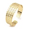 304 Stainless Steel Cuff Bangles, Textured Flat Round, Golden, Inner Diameter: 2-1/8 inch(5.45cm)